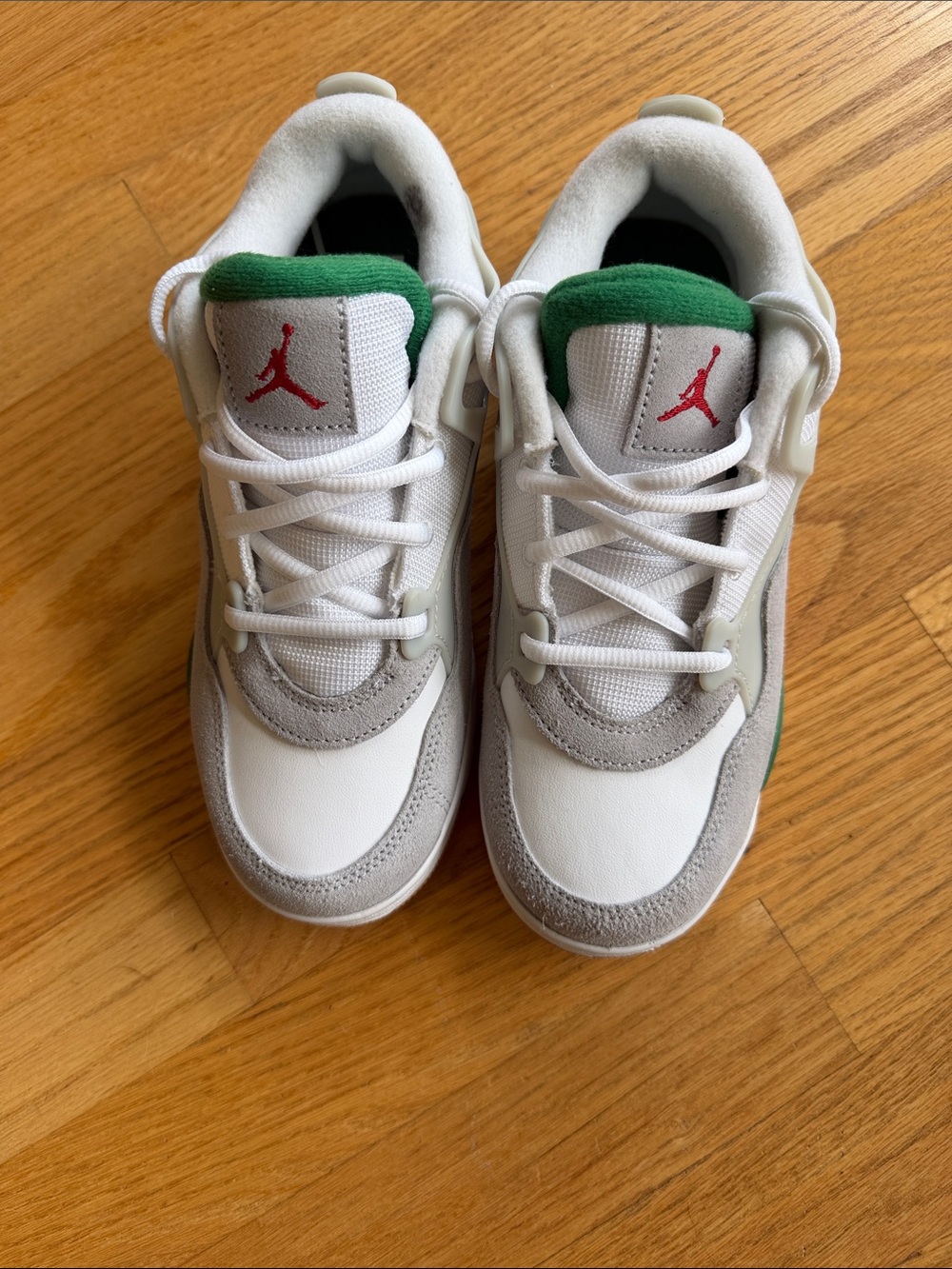 Jordan Kids White, Gray, Green & Red Low Top Sneakers